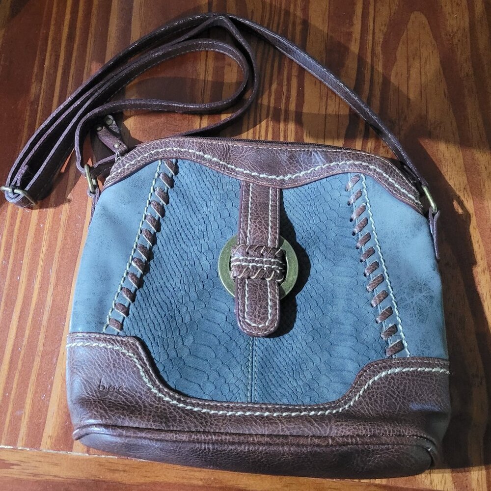BOC Purse Born Of Concept Faux Leather Blue and Brown Bag